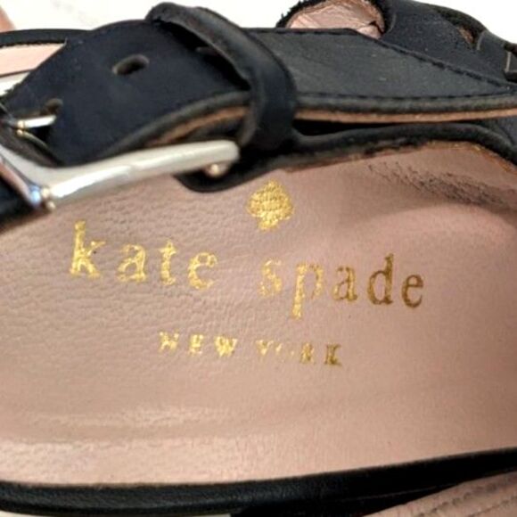Kate Spade MADE IN ITALY "Imani" Leather Block Heel Laser Cut Heels Sandals 7.5C - Picture 8 of 12